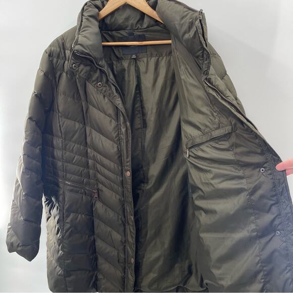 Marc New York Down Feather Quilted Puffer Long Line Jacket Army Green Size 2X - Picture 5 of 12